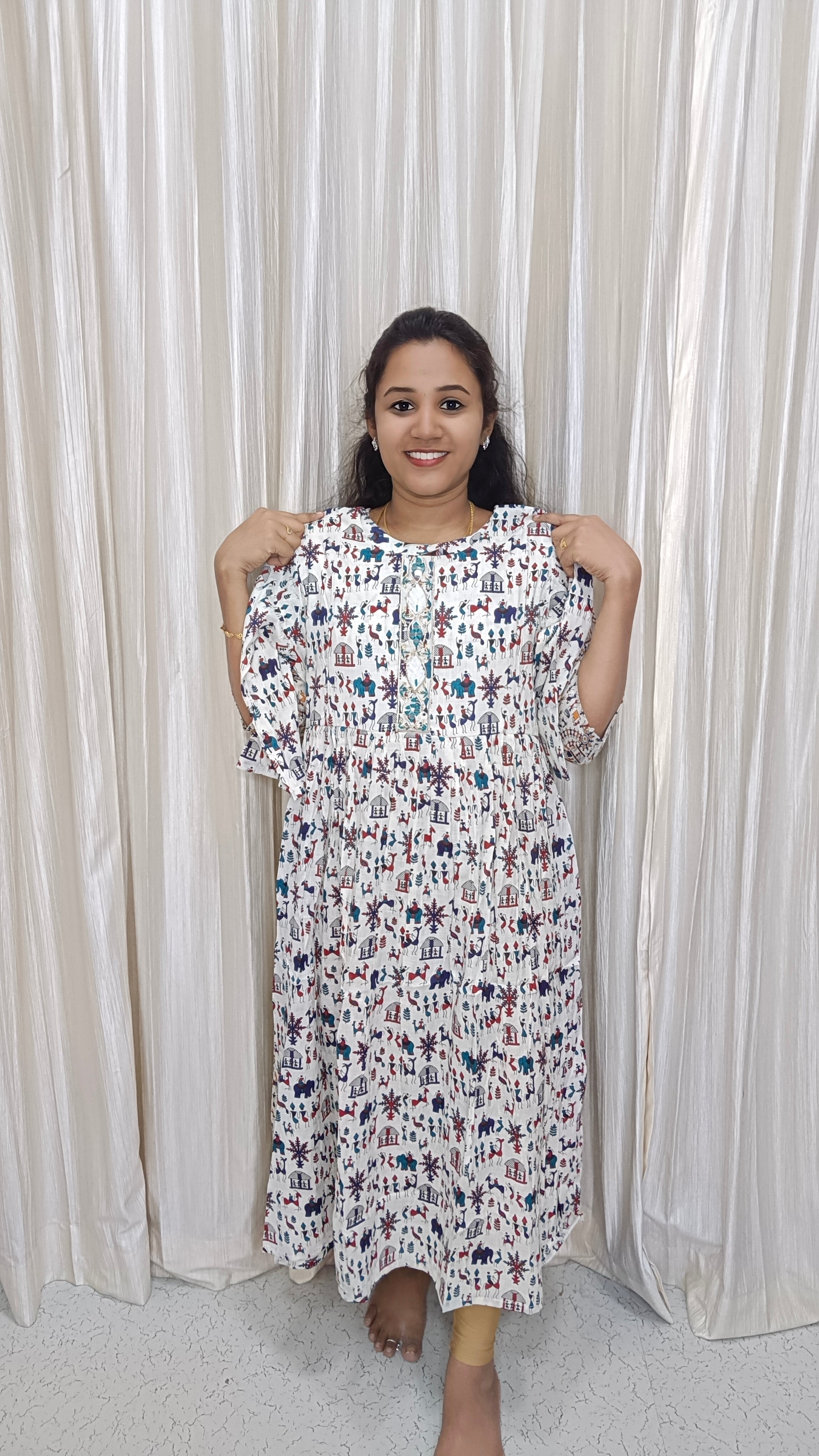 Cotton Maxi warli elephant