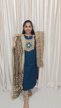 Cotton 3 piece set collections peacock blue