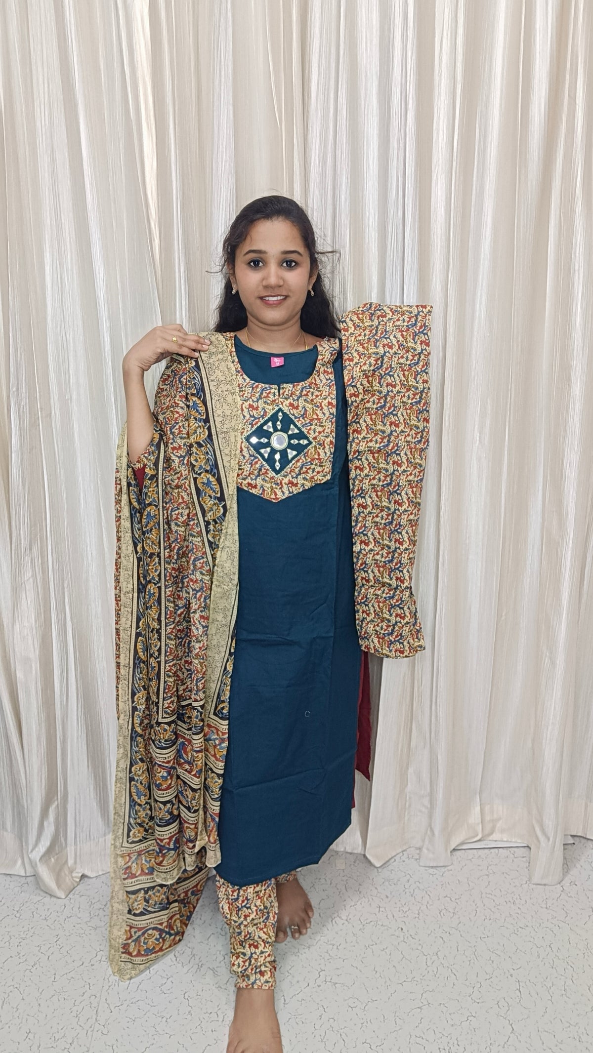 Cotton 3 piece set collections peacock blue