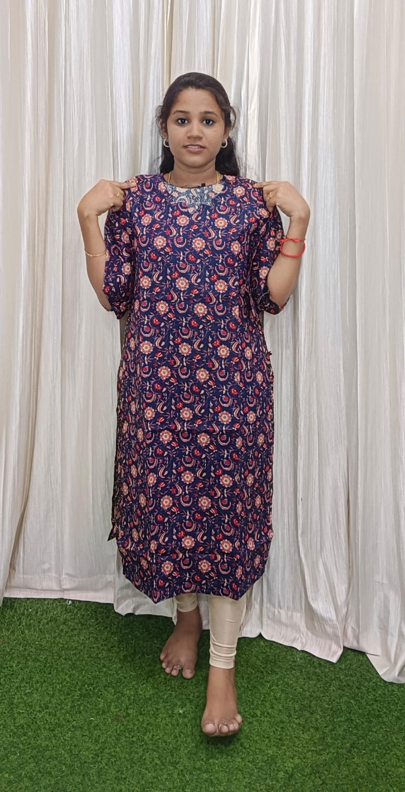 kalamkari side open Kurtis