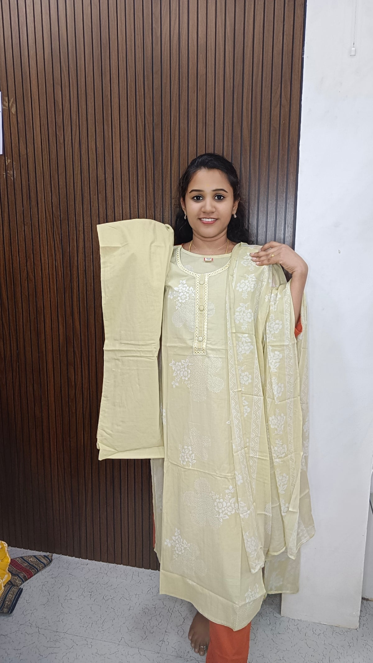 Cotton side open 3 piece Kurtis sets