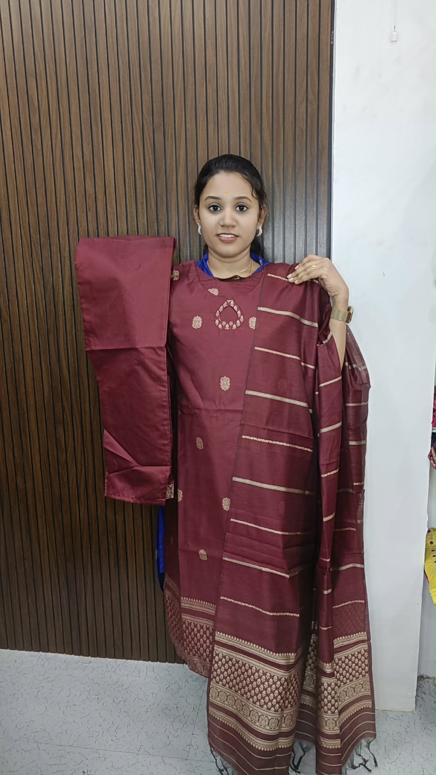 Premium Mayuri Silk 3 piece set collections marron