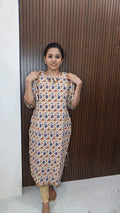 Own brand Cotton Kalamkari side open Kurti