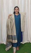 Raw silk masaba neck kurti set