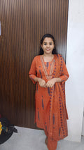 Cotton side open 3 piece Kurtis sets