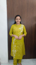 Designer Cotton Coord Set Collection green yellow