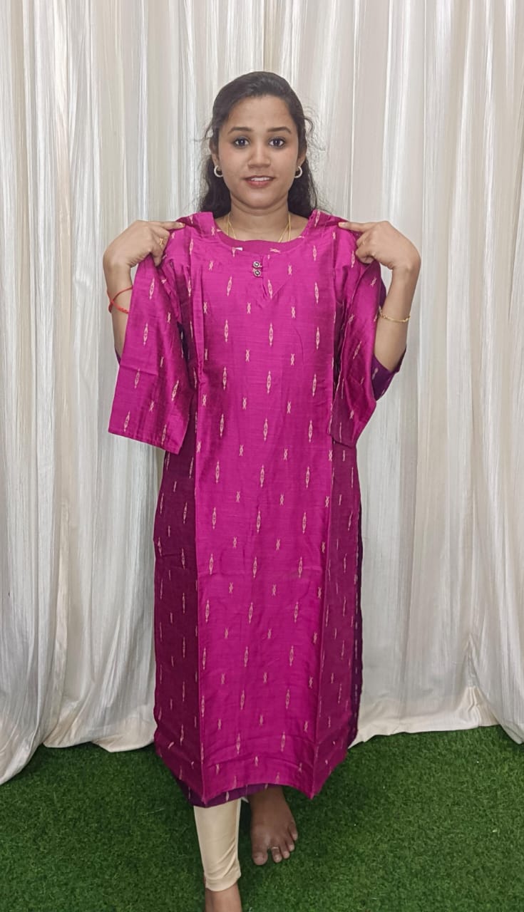 Side open raw silk kurti