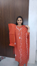 Cotton side open 3 piece Kurtis sets