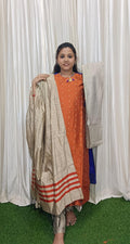 Raw silk masaba neck kurti set