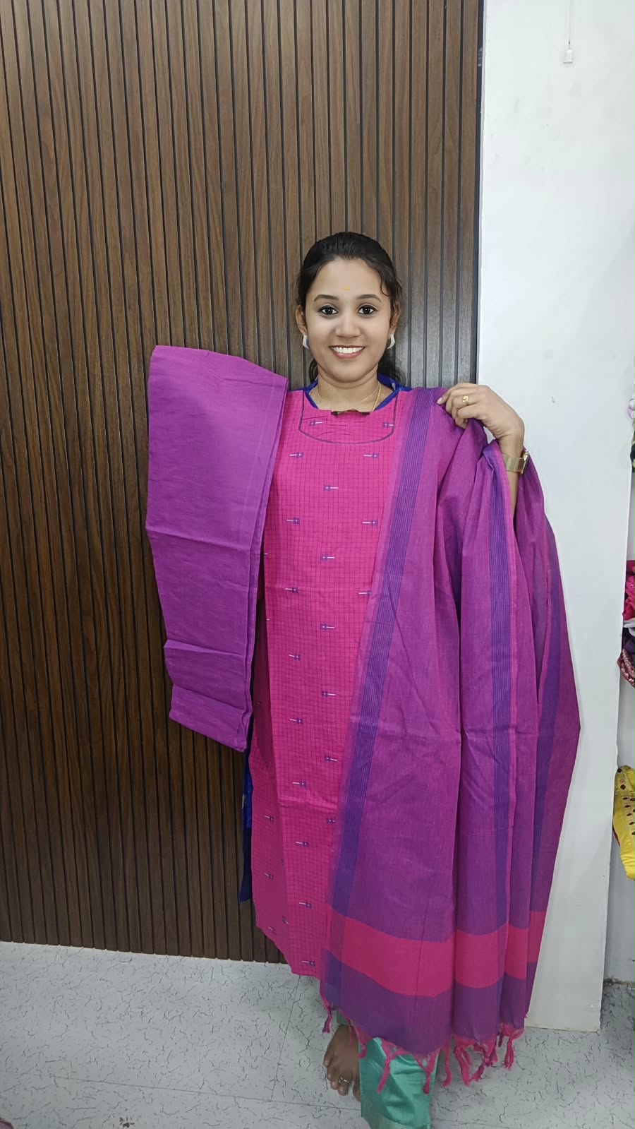 Premium Mangalgiri Cotton Checked 3 piece set collections