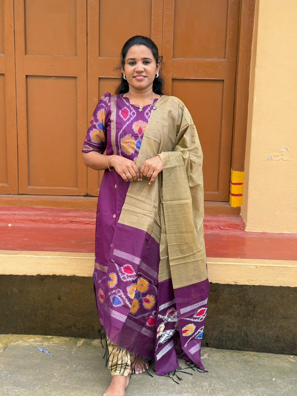 Pochampally silk Kurti Set P0010 purple