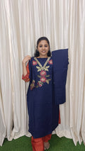 Designer side open coord set - navy blue