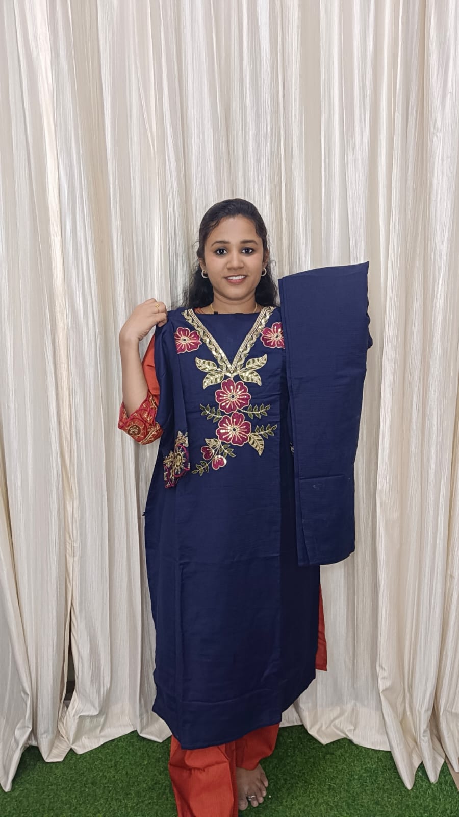 Designer side open coord set - navy blue