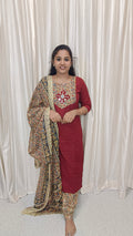 Maroon Cotton 3 piece set collections  meroon