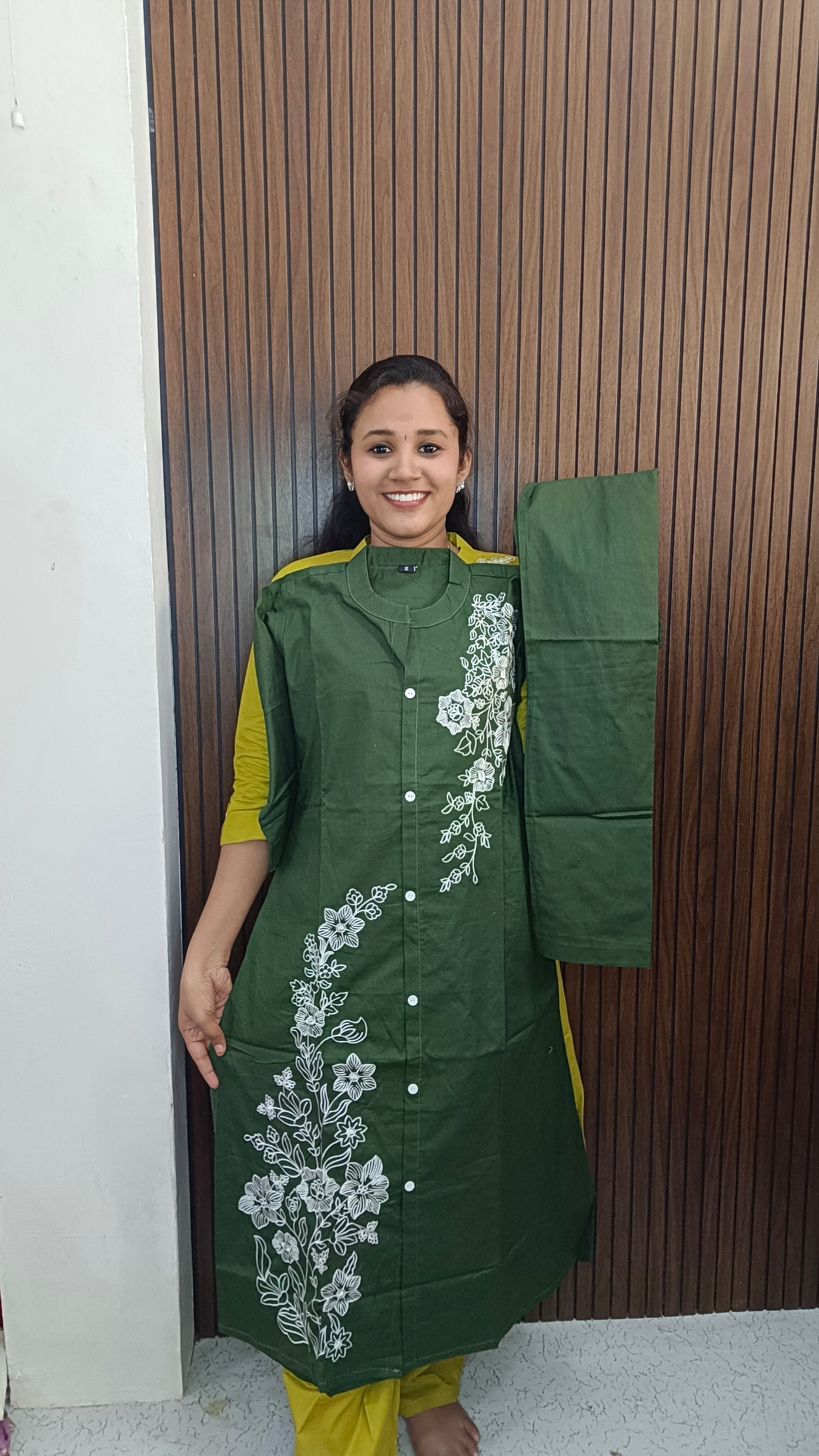 Designer Cotton Coord Set Collection light bottle green